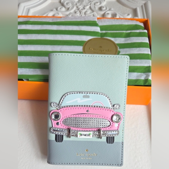 Kate Spade Pink and Blue Whimsical Car Passport Holder - Picture 8 of 8